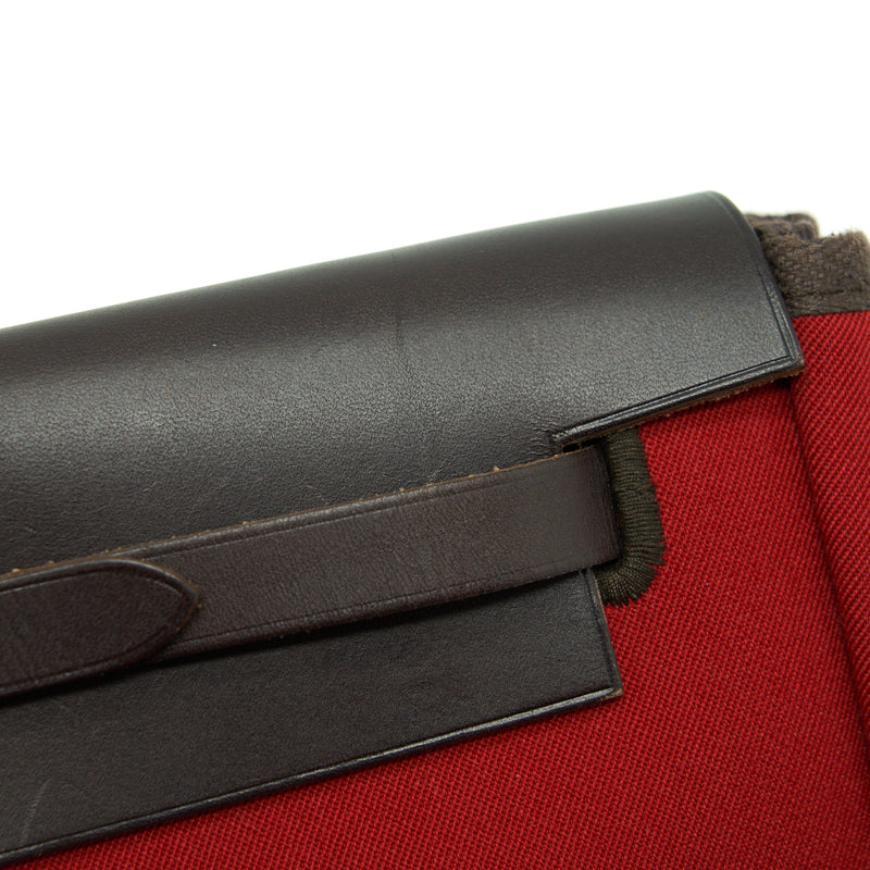 Hermes Herbag Clutch Bag Canvas Orange/Red Stamp Square H