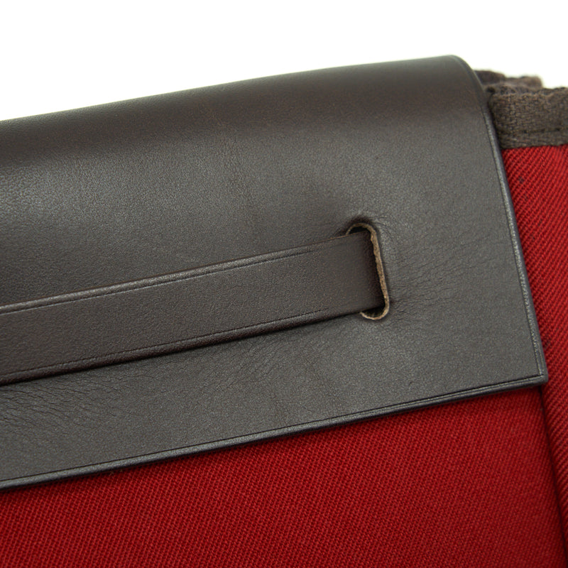 Hermes Herbag Clutch Bag Canvas Orange/Red Stamp Square H