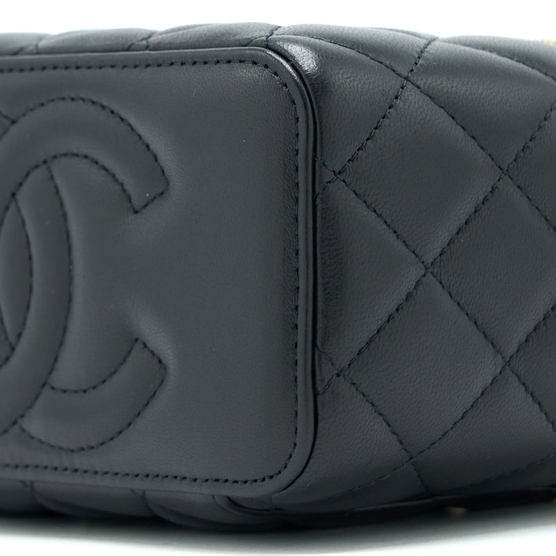Chanel Leather Chain Top Handle Long Vanity Lambskin Black GHW