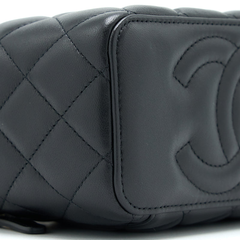 Chanel Leather Chain Top Handle Long Vanity Lambskin Black GHW