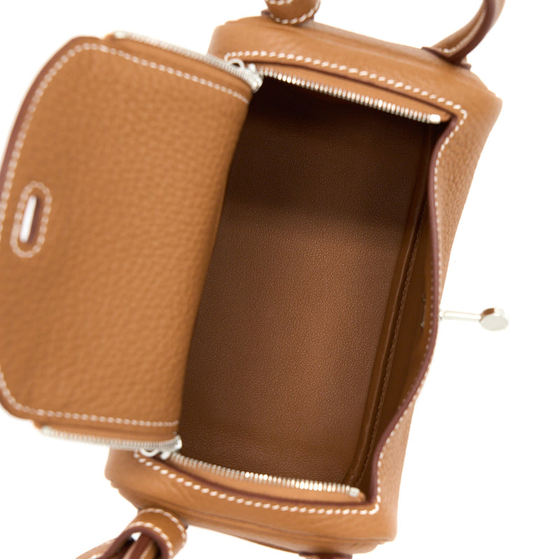 Hermes Mini Lindy Clemence Gold SHW Stamp U