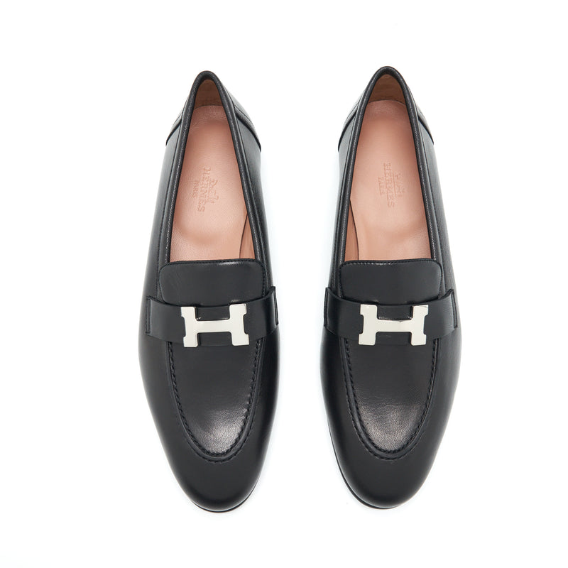 Hermes Size 38 Paris Loafer Black SHW