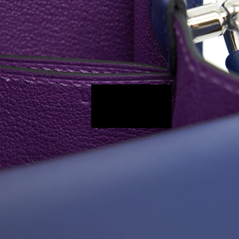 Hermes Mini Roulis Evercolor Blue Saphir / Anemone SHW Stamp U