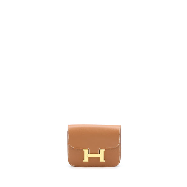 Hermes Constance Slim Evercolor Gold GHW Stamp U