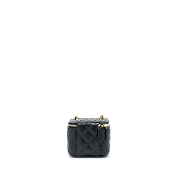Chanel 22B Pearl Crush Mini Vanity With Chain Lambskin Black GHW