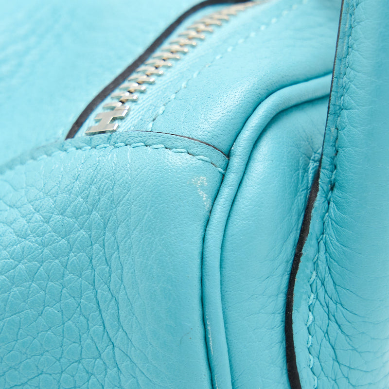 Hermes Lindy 30 Clemence 3Z Blue Saint Cyr SHW Stamp T