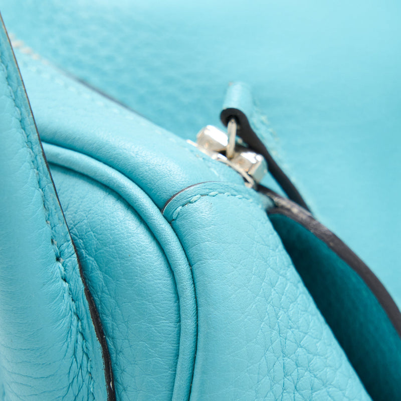 Hermes Lindy 30 Clemence 3Z Blue Saint Cyr SHW Stamp T
