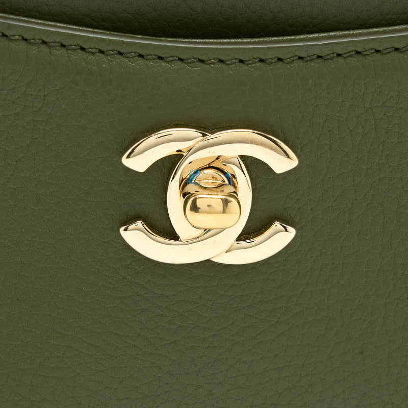 Chanel Small Top Handle Tote Calfskin Green LGHW