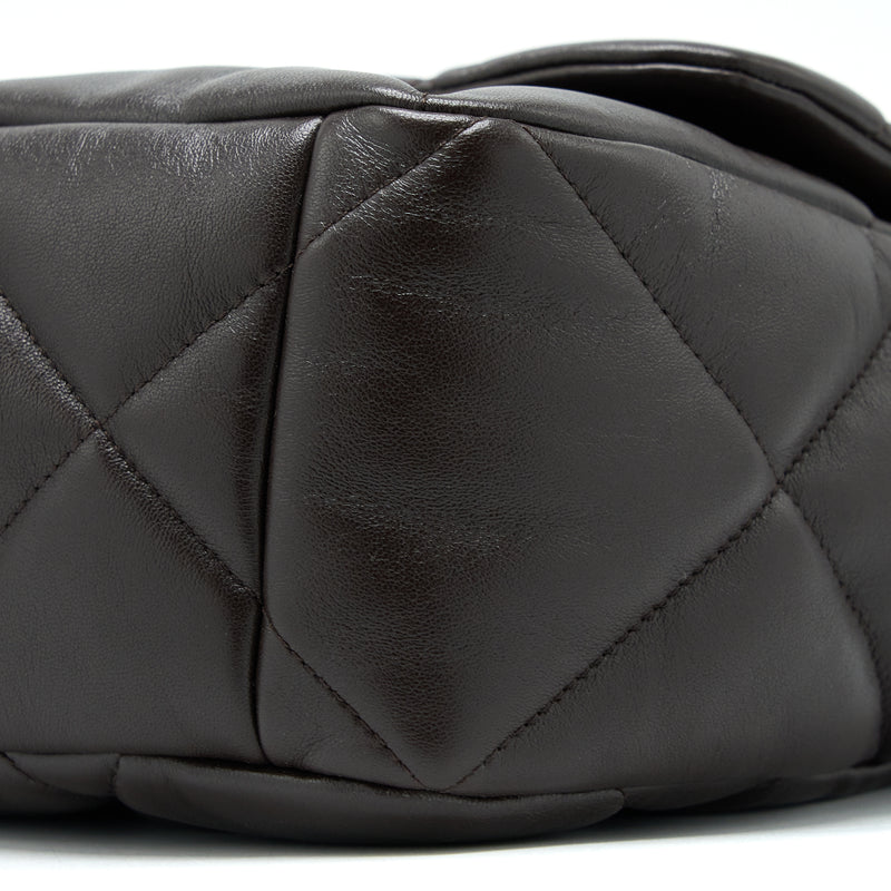 Chanel 21A Maxi 19 Flap Bag Lambskin Dark Brown Multicolour Hardware (Microchip)