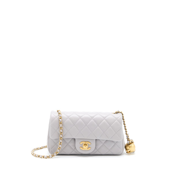 Chanel Pearl Crush Mini Rectangular Lambskin Grey Brushed GHW (Microchip)