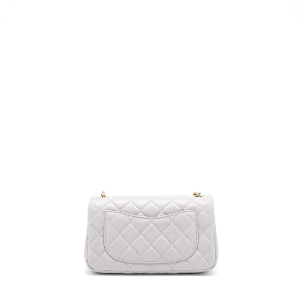 Chanel Pearl Crush Mini Rectangular Lambskin Grey Brushed GHW (Microchip)