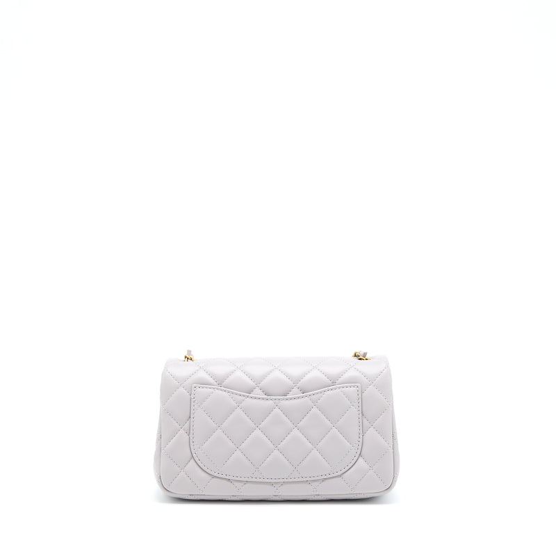 Chanel Pearl Crush Mini Rectangular Lambskin Grey Brushed GHW (Microchip)