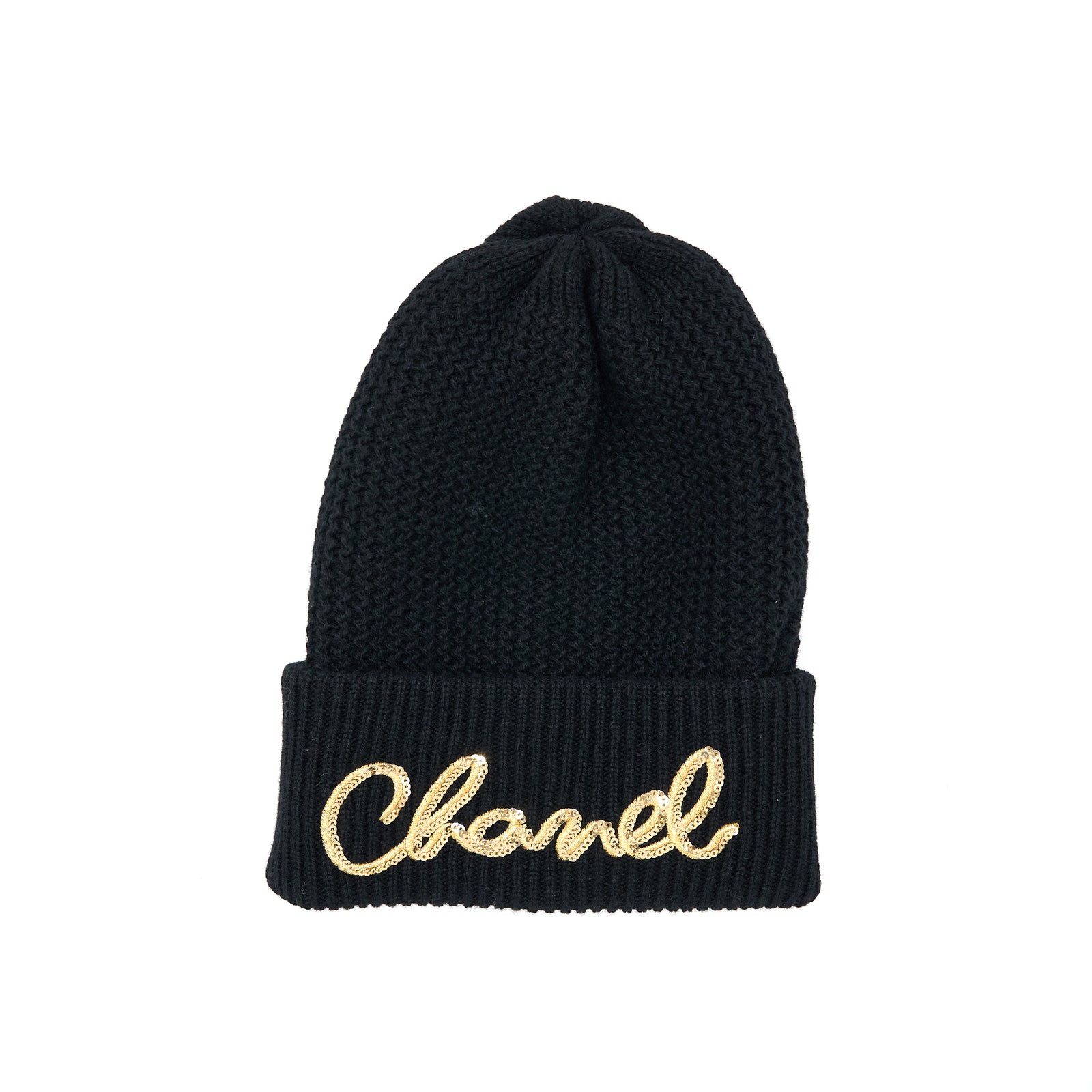 Auth Chanel Gold CC Logo Black Cashmere Beanie - New Condition Chanel Cashmere CC Beanie Hat Black 1745563 – FASHIONPHILE main image 4