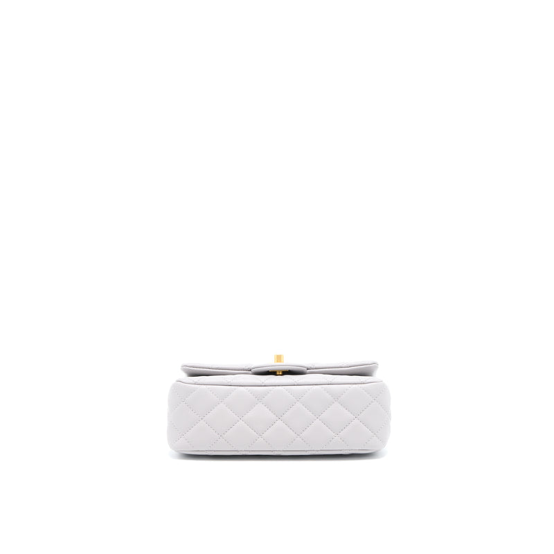 Chanel Pearl Crush Mini Rectangular Lambskin Grey Brushed GHW (Microchip)