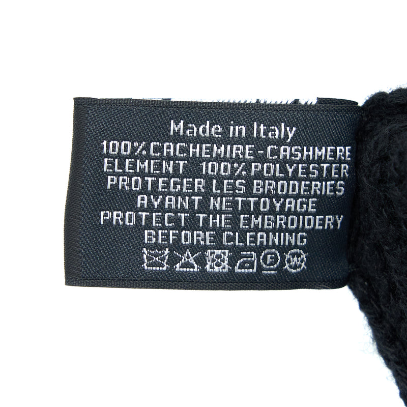 Chanel Cashmere Beanie Black With Gold Letters