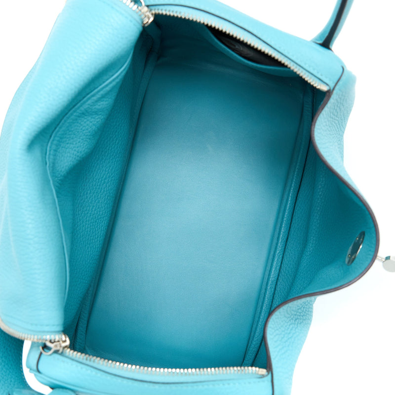 Hermes Lindy 30 Clemence 3Z Blue Saint Cyr SHW Stamp T