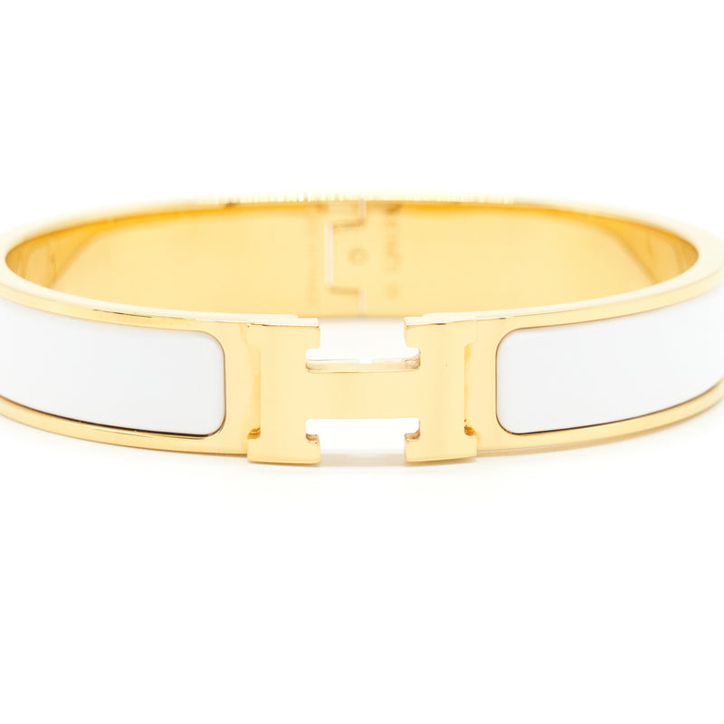 Hermes Size GM Clic H Bracelet Blanc GHW