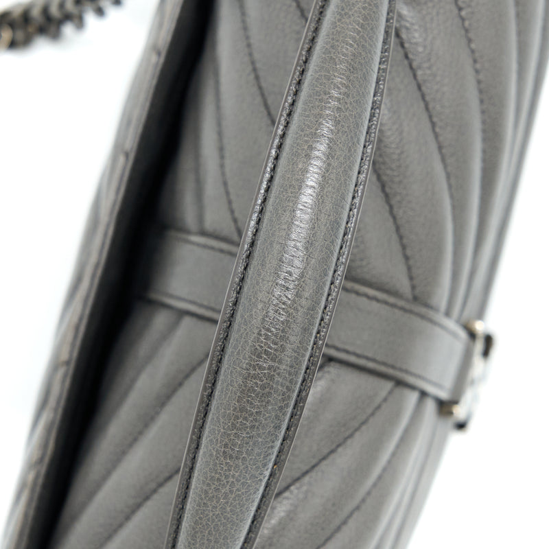 Saint Laurent College Bag Calfskin Grey With Ruthenium Hardware