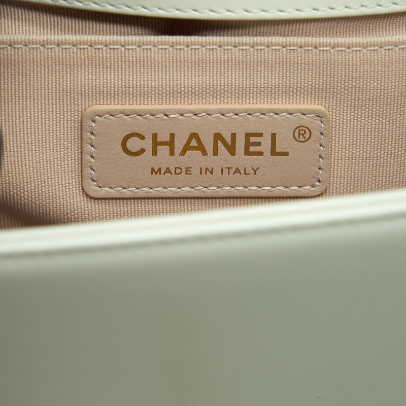 Chanel Mini Boy Handbag Calfskin White GHW (Microchip)