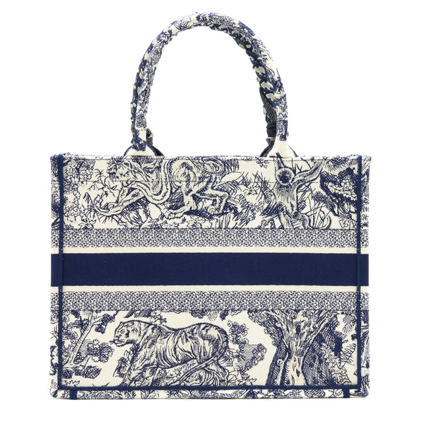 Dior Small Book Tote Toile De Jouy Navy With Silk Tilly Scarf