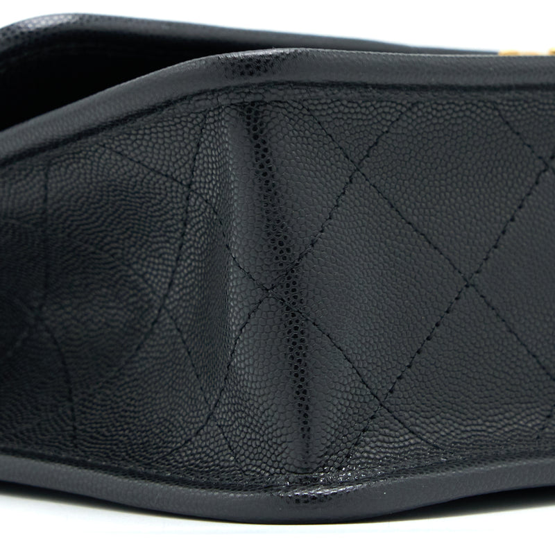 Chanel 22K Top Handle Messenger Bag Caviar Black Brushed GHW (Microchip)