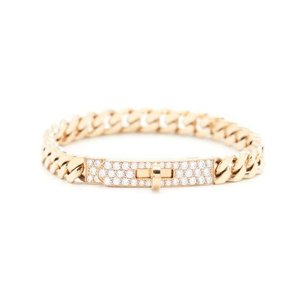 Hermes Size SH Kelly Gourmet The Bracelet Rose Gold With Diamonds