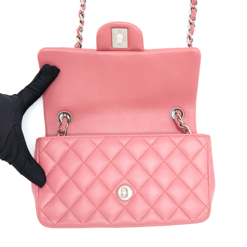 Chanel Mini Rectangular Flap Bag Lambskin Pink SHW