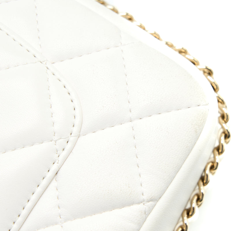 Chanel Small Pearl Logo Chain Bag Lambskin White LGHW