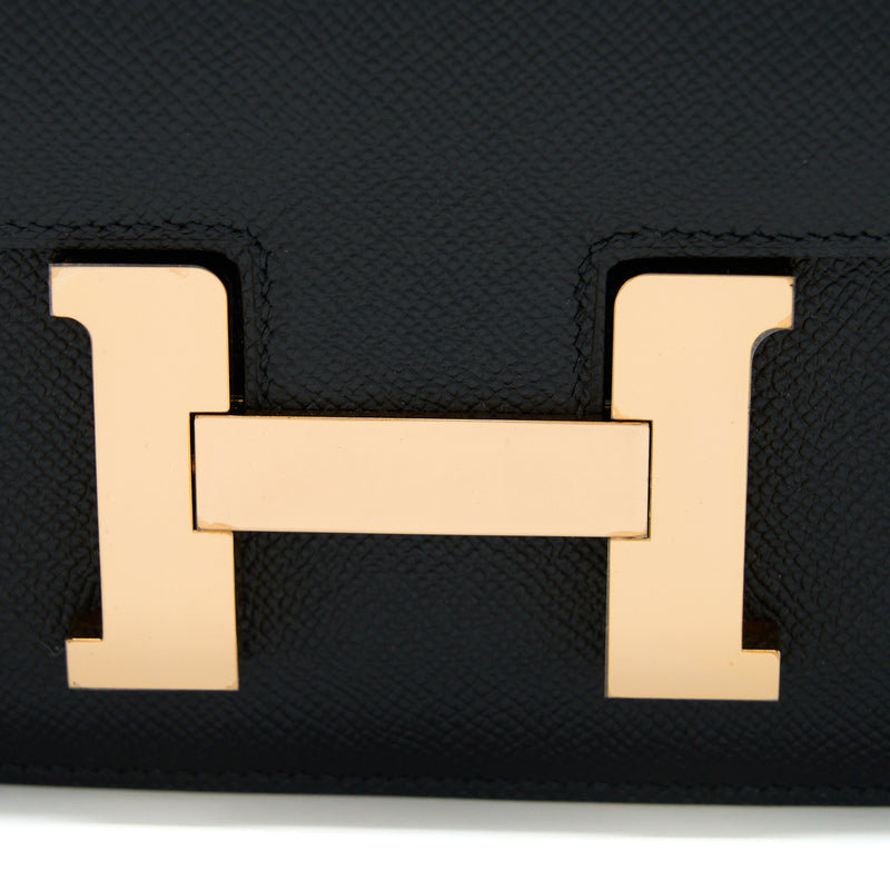 Hermes Constance 24 Epsom Black RGHW Stamp C