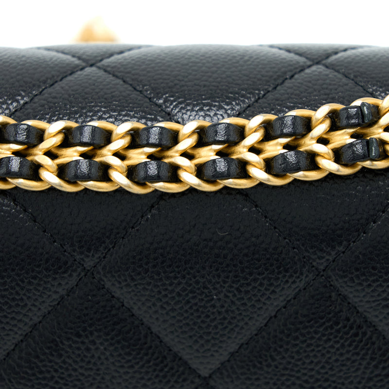 Chanel 22P Flap Backpack Caviar Black Brushed GHW (Microchip)