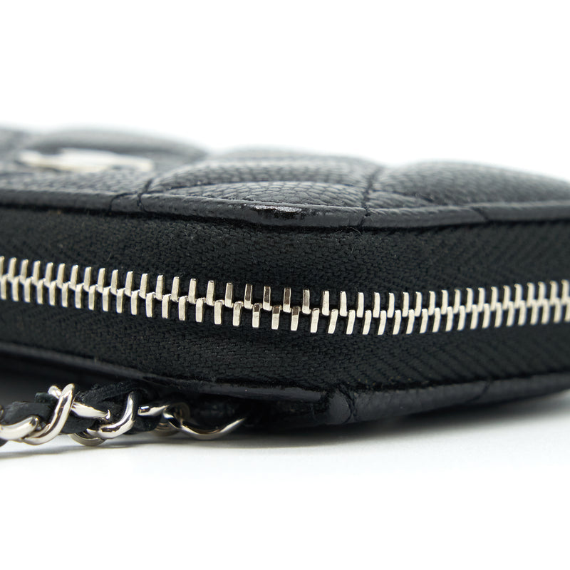Chanel Mini Zippy Card Holder With Chain Caviar Black SHW