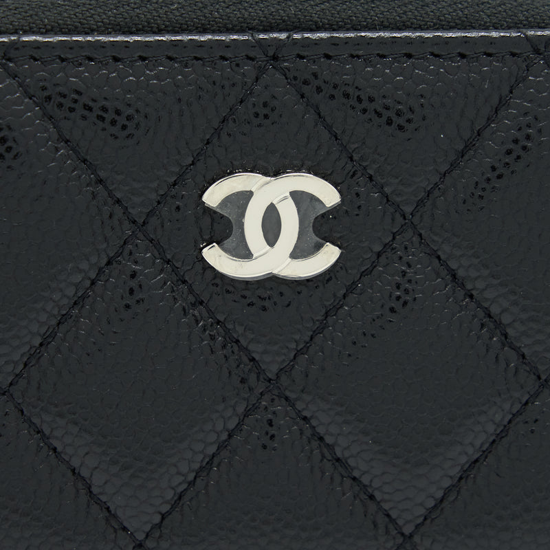 Chanel Mini Zippy Card Holder With Chain Caviar Black SHW
