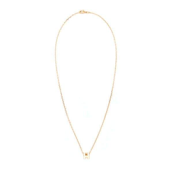 Hermes Mini Pop H Pendant White Gold Tone