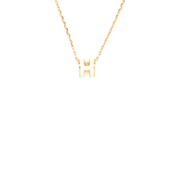 Hermes Mini Pop H Pendant White Gold Tone