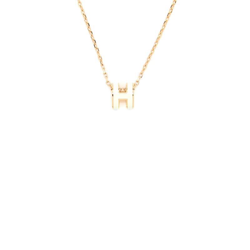 Hermes Mini Pop H Pendant White GHW