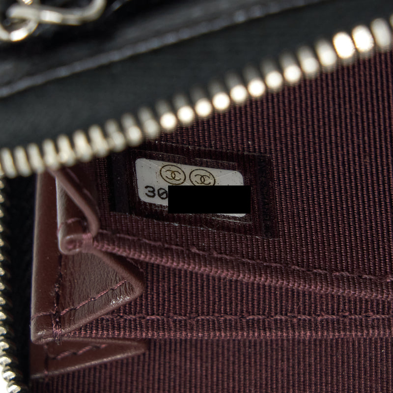 Chanel Mini Zippy Card Holder With Chain Caviar Black SHW