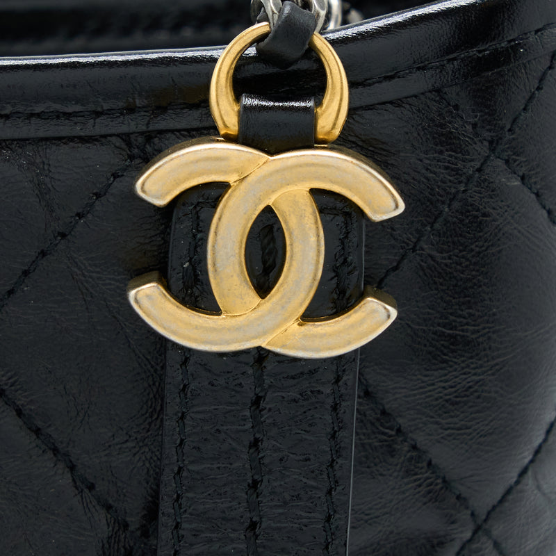 Chanel Gabrielle Large Quilted Calfskin Leather Shopping Tote Bag Black