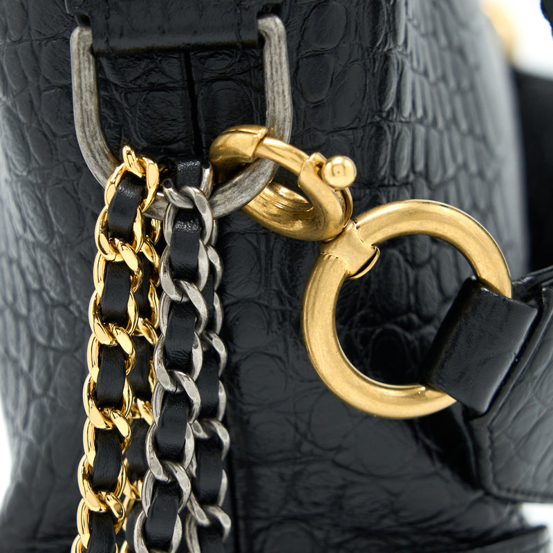Chanel Gabrielle Hobo Bag Large Black in Calfskin with Silver/Gold