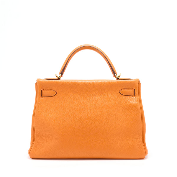 Hermes Kelly 32 Clemence 93 Orange GHW Stamp Square P