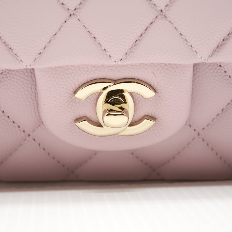 21C Pink Caviar Quilted Small Classic Flap Light Gold Hardware – REDELUXE