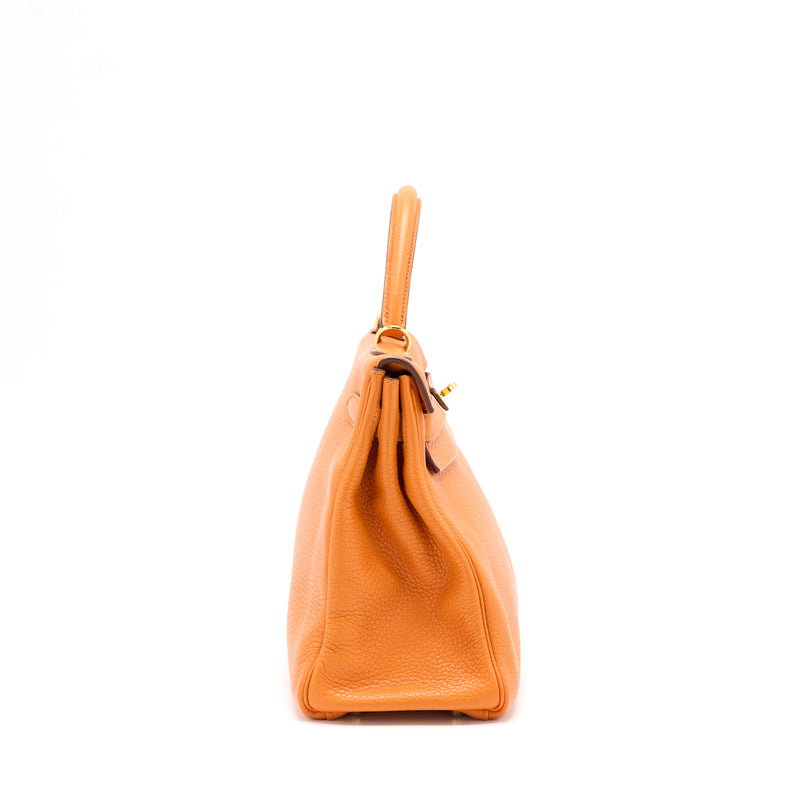 Hermes Kelly 32 Clemence 93 Orange GHW Stamp Square P