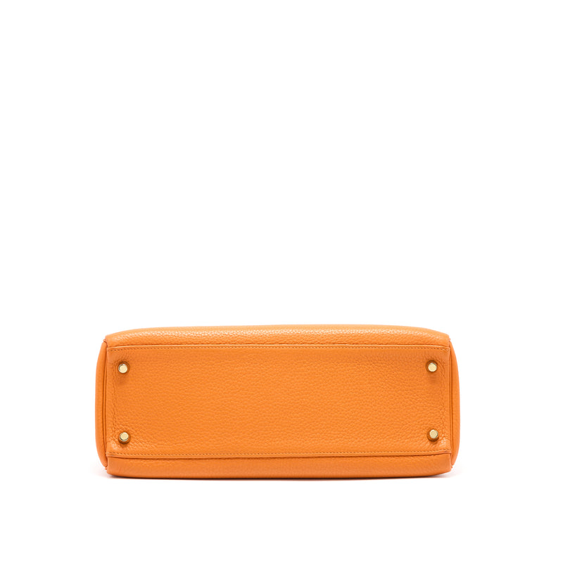 Hermes Kelly 32 Clemence 93 Orange GHW Stamp Square P