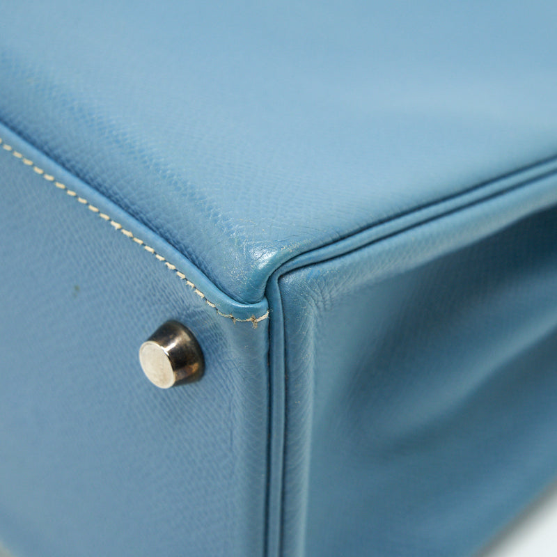 Hermes Vintage Kelly 28 Blue Jean Epsom in SHW stamp B in Square
