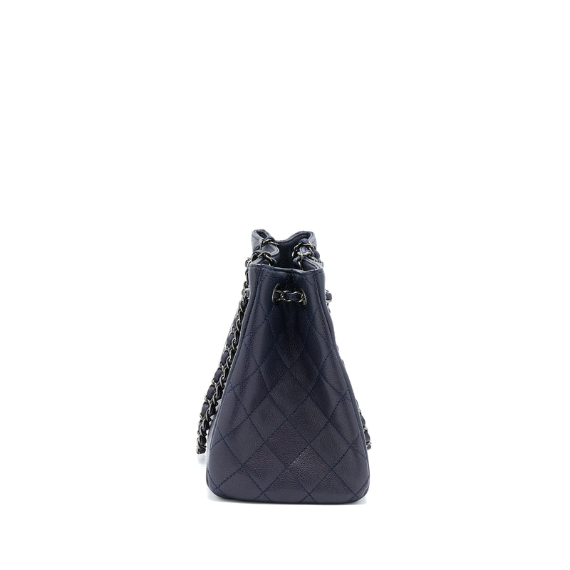 Chanel Tote Bag Caviar Navy Ruthenium Hardware