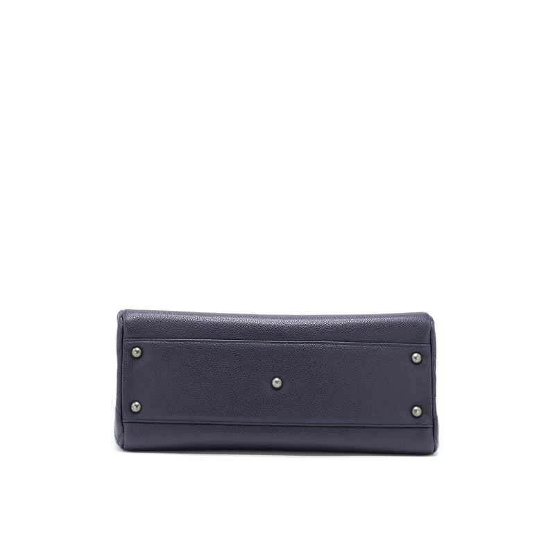 Chanel Tote Bag Caviar Navy Ruthenium Hardware