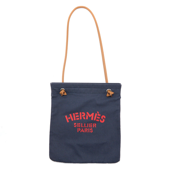 Hermes Aline Grooming Bag Canvas/Leather Navy/Red SHW