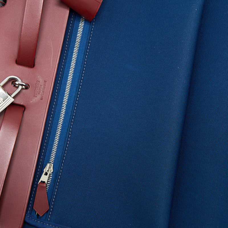 Hermes Herbag Zip 31 Leather/Canvas Blue/Red SHW Stamp Square R