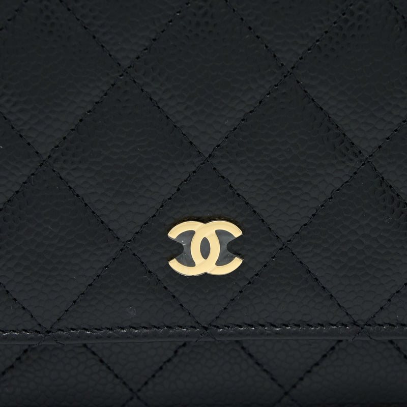 Chanel Classic Wallet On Chain Caviar Black GHW (Microchip)