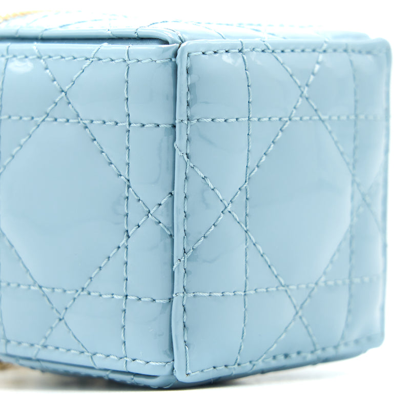 Dior Square Coin Purse Patent Blue LGHW