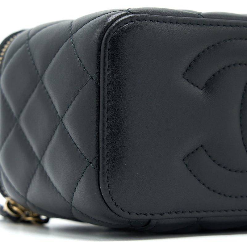 Chanel Pearl Crush Long Vanity Lambskin Black Brushed GHW(Microchip)